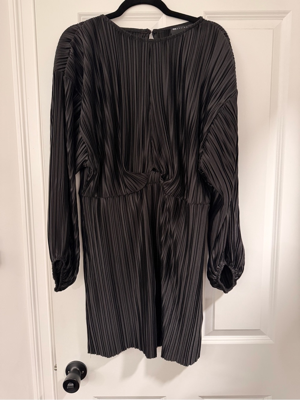 ASOS Black Pleated Long-Sleeve Mini Dress